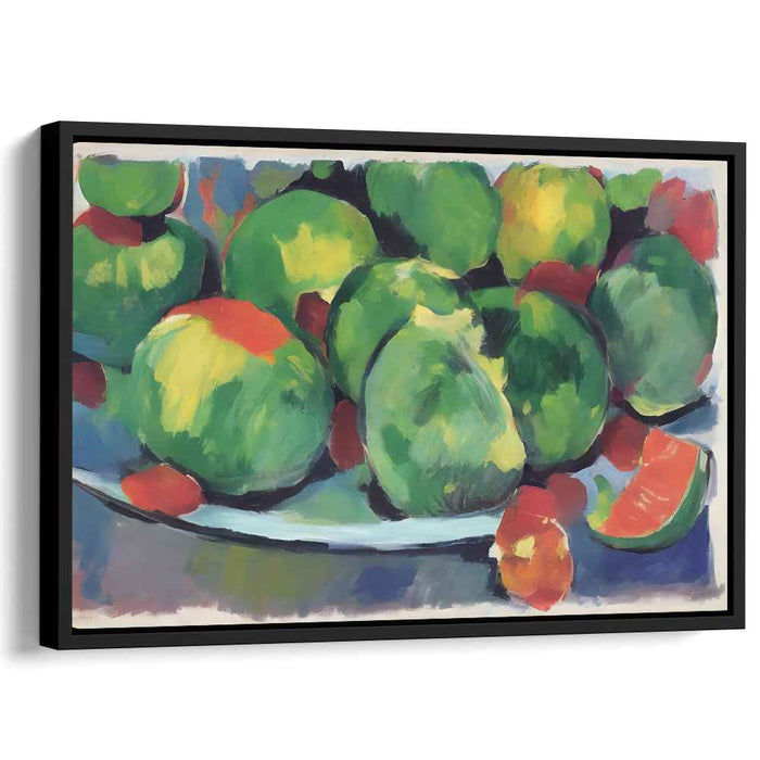Tart Finesse: Contemporary Green Apple Still Life Canvas Art Print