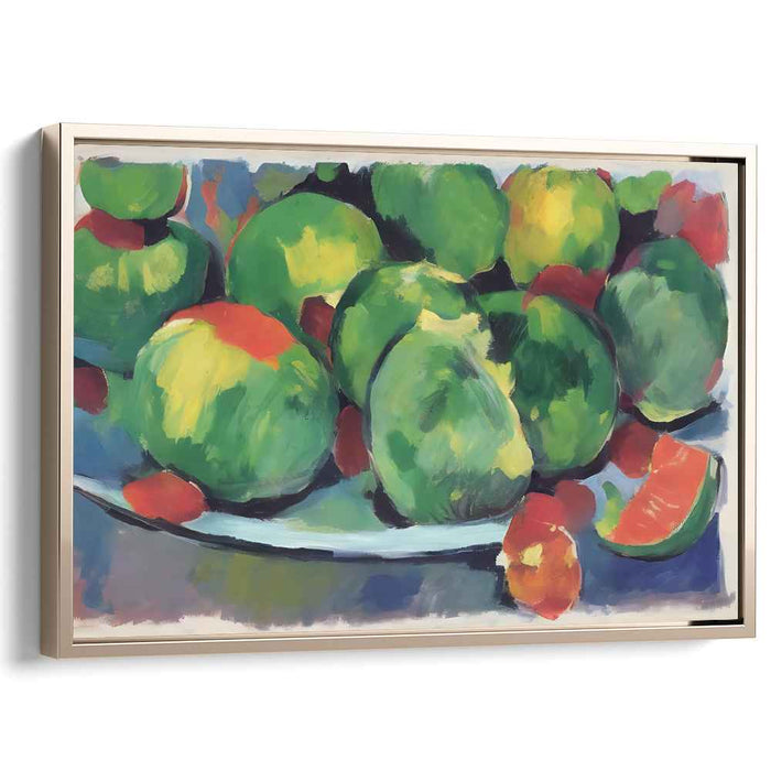 Tart Finesse: Contemporary Green Apple Still Life Canvas Art Print