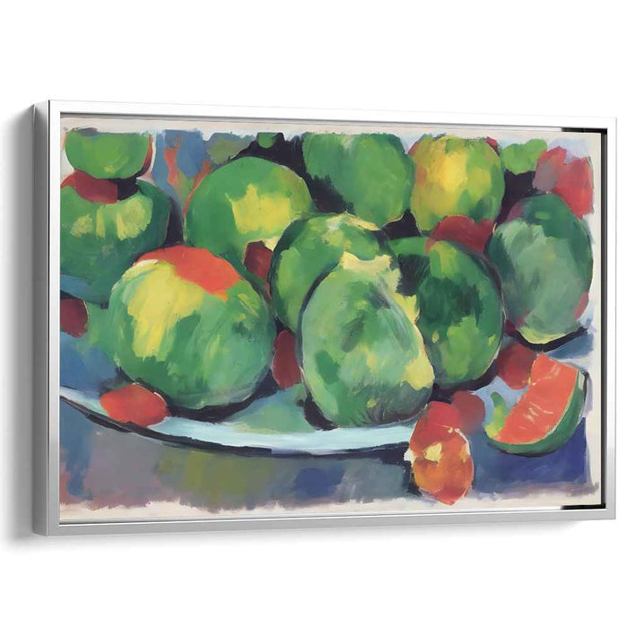 Tart Finesse: Contemporary Green Apple Still Life Canvas Art Print