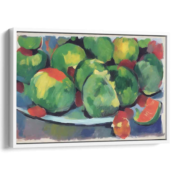 Tart Finesse: Contemporary Green Apple Still Life Canvas Art Print