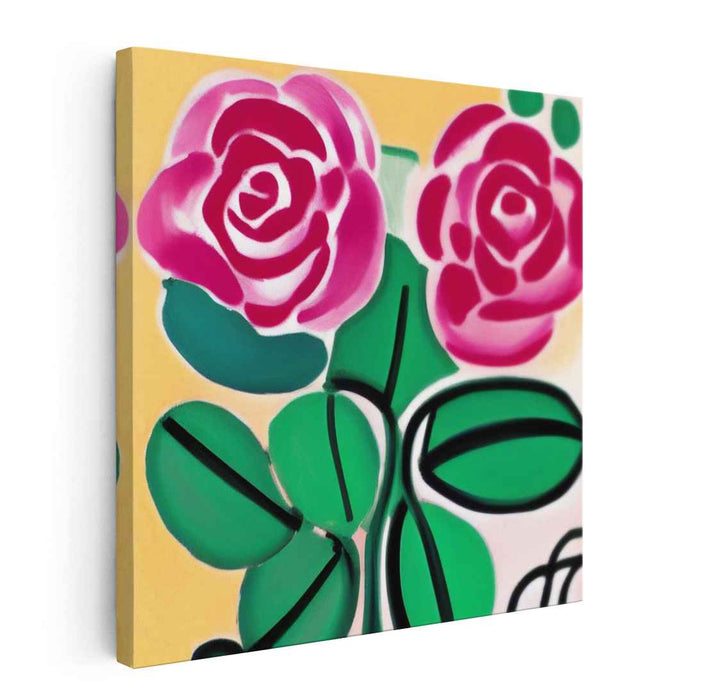 Echoes of Blooming Petals: Abstract Pop Art Pink Roses Canvas Print