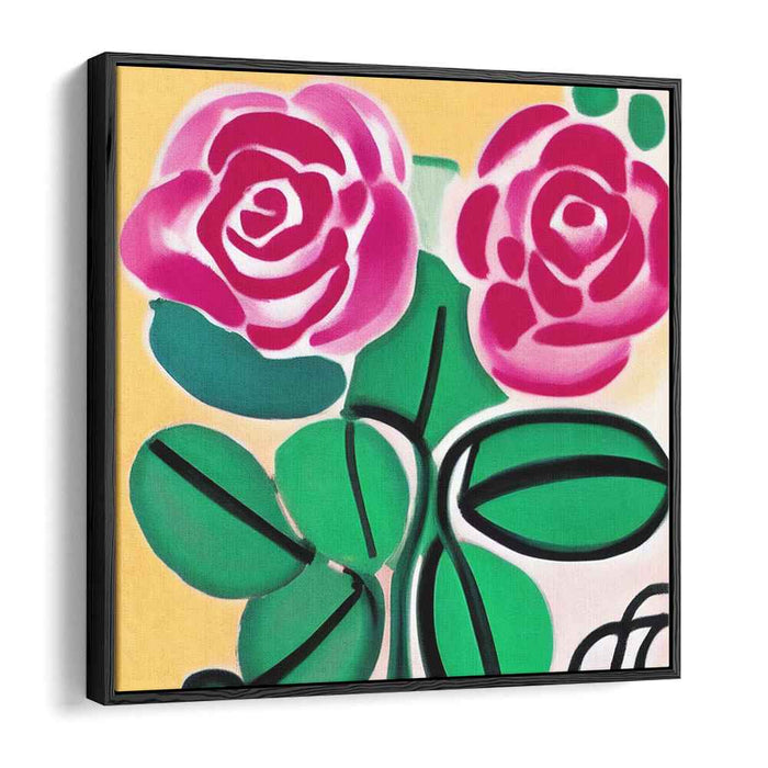 Echoes of Blooming Petals: Abstract Pop Art Pink Roses Canvas Print