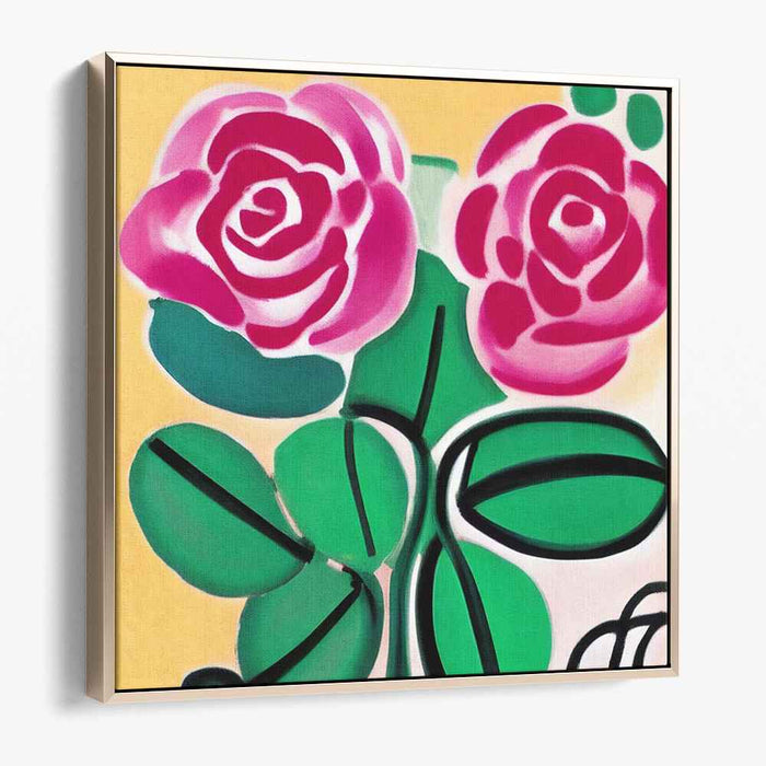 Echoes of Blooming Petals: Abstract Pop Art Pink Roses Canvas Print