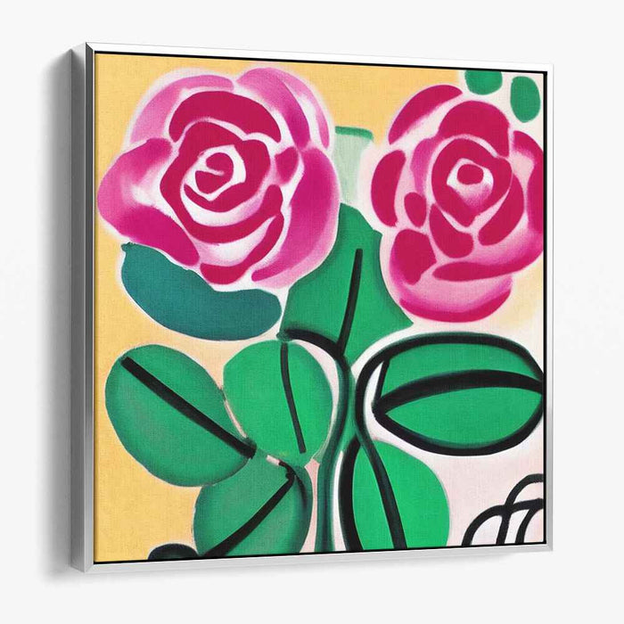 Echoes of Blooming Petals: Abstract Pop Art Pink Roses Canvas Print
