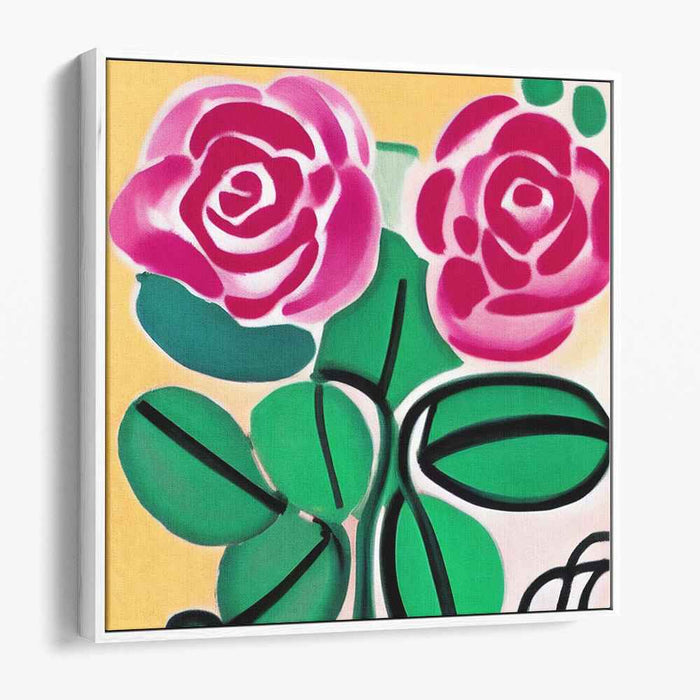 Echoes of Blooming Petals: Abstract Pop Art Pink Roses Canvas Print