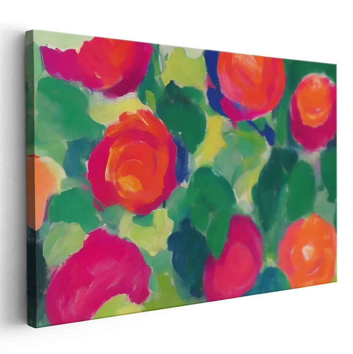 Ethereal Blossom Cascade: Vibrant Floral Garden Canvas Art Print