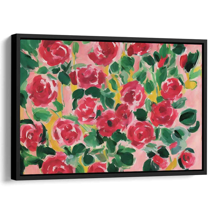 Tapestry of Crimson Petals: Impressionist Red Roses Canvas Art Print
