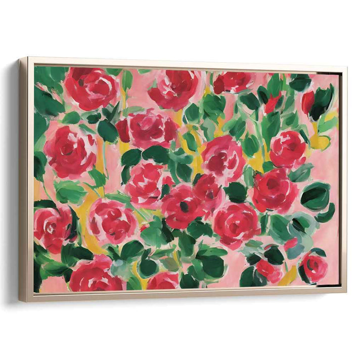 Tapestry of Crimson Petals: Impressionist Red Roses Canvas Art Print
