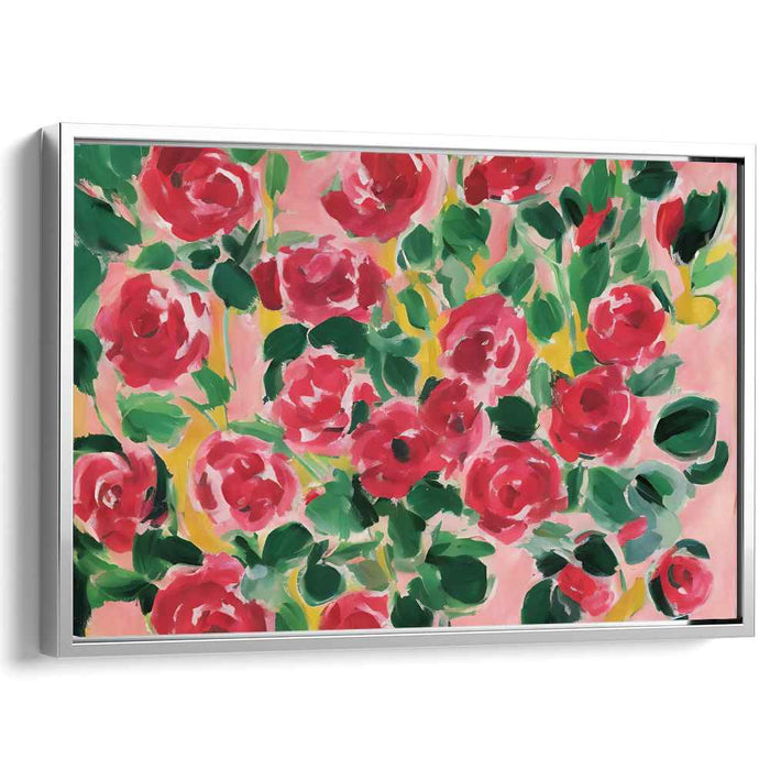 Tapestry of Crimson Petals: Impressionist Red Roses Canvas Art Print