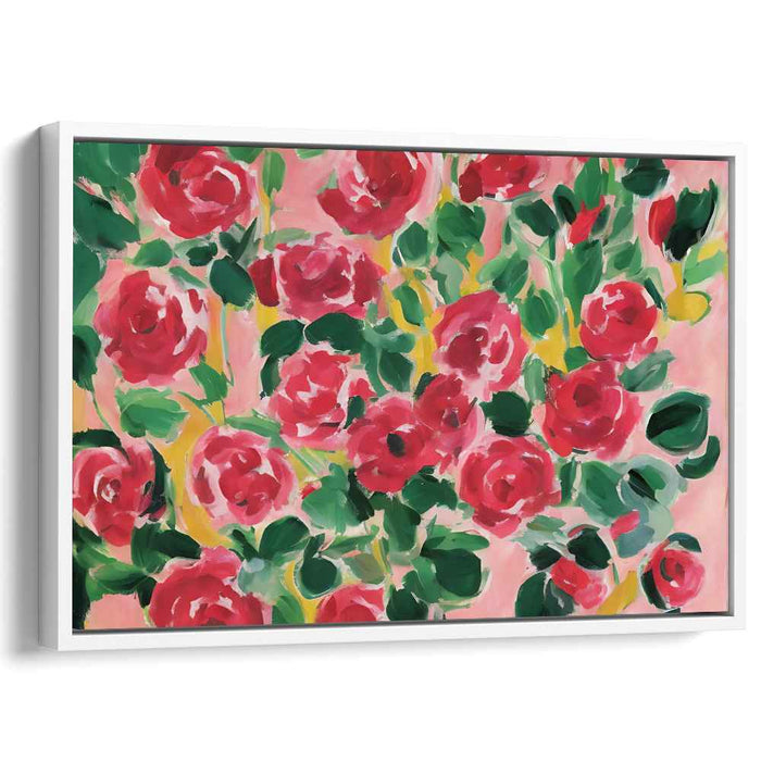 Tapestry of Crimson Petals: Impressionist Red Roses Canvas Art Print