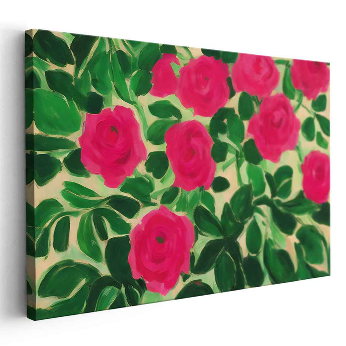 Blooming Magenta: Fauvist Rose Garden Canvas Art Print