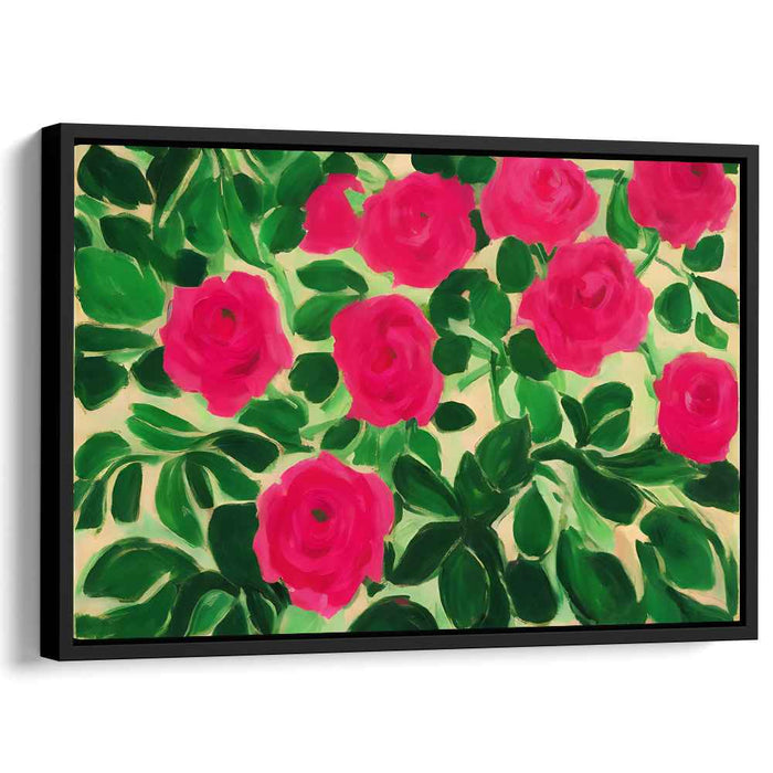 Blooming Magenta: Fauvist Rose Garden Canvas Art Print