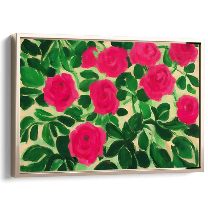 Blooming Magenta: Fauvist Rose Garden Canvas Art Print