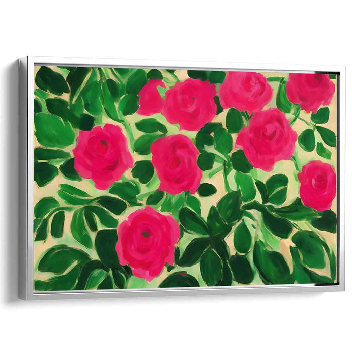 Blooming Magenta: Fauvist Rose Garden Canvas Art Print