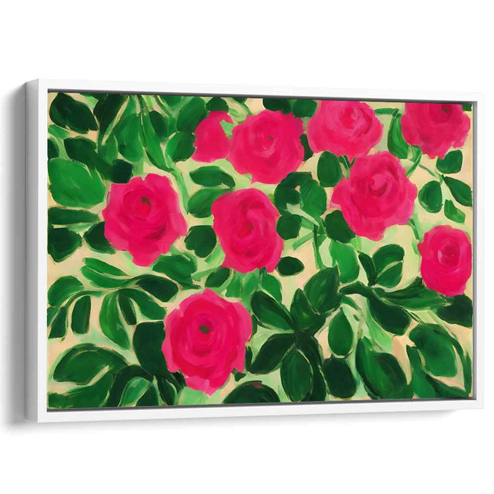 Blooming Magenta: Fauvist Rose Garden Canvas Art Print