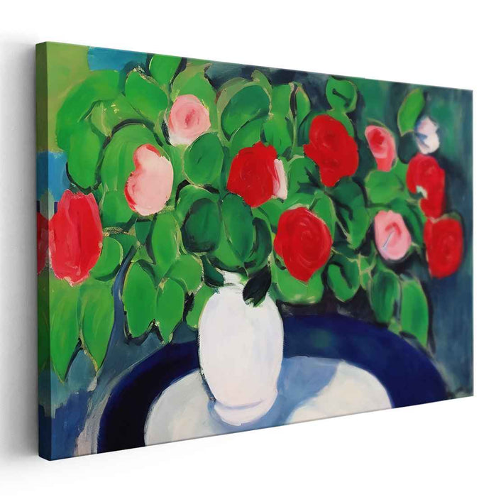 Rose Rhapsody: Expressive Fauvist Rose Bouquet Canvas Art Print