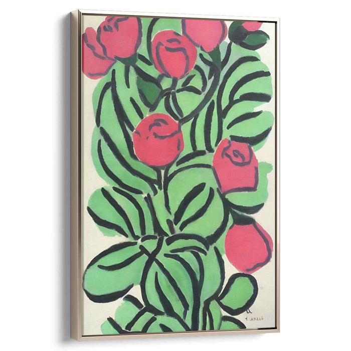 Crimson Contours: Modernist Red Roses Canvas Art Print