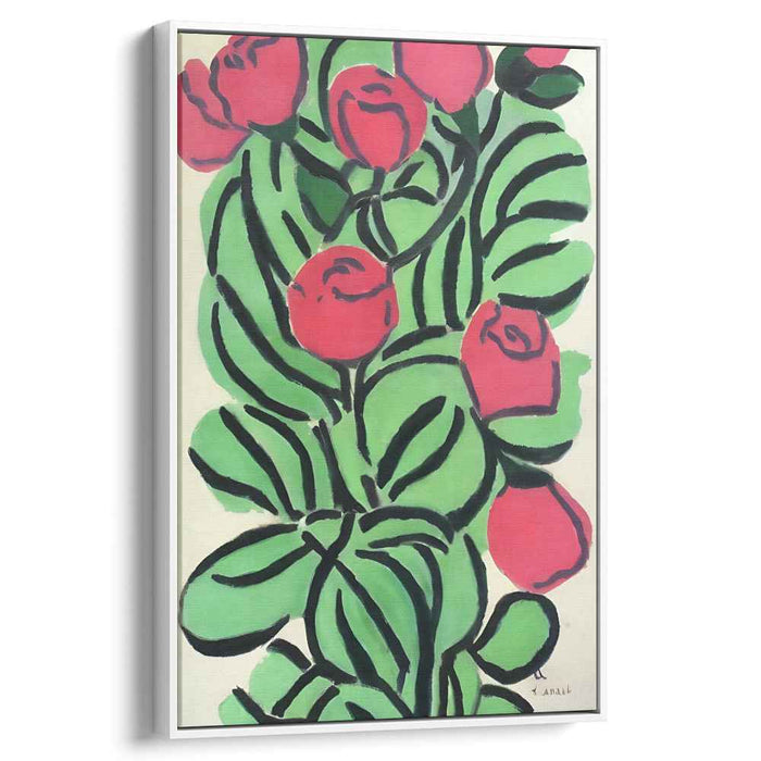 Crimson Contours: Modernist Red Roses Canvas Art Print