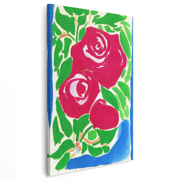 Crimson Petal Embrace: Bold Red Roses on Canvas