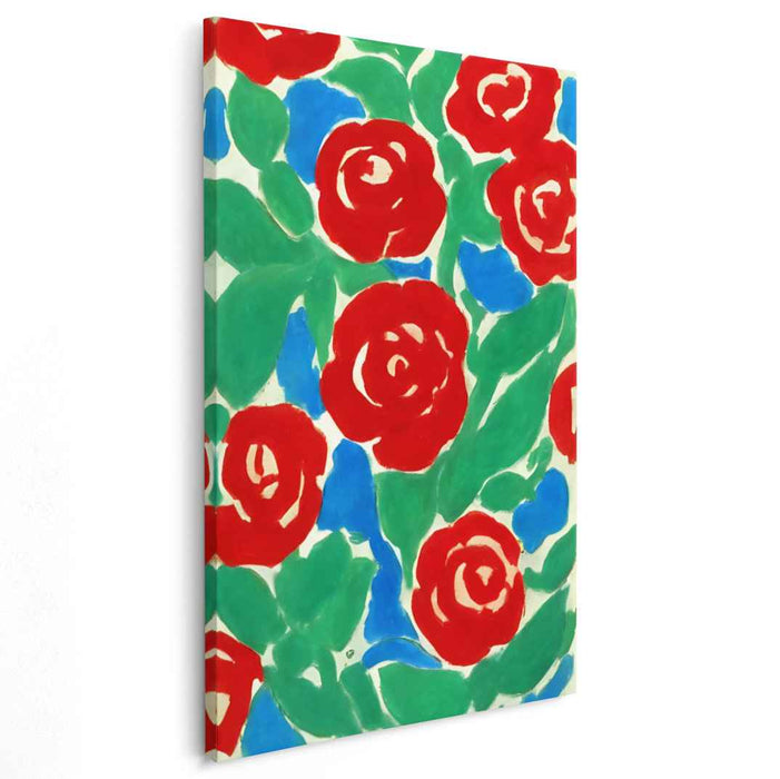 Crimson Petal Tapestry: Bold Red Roses Canvas Art Print
