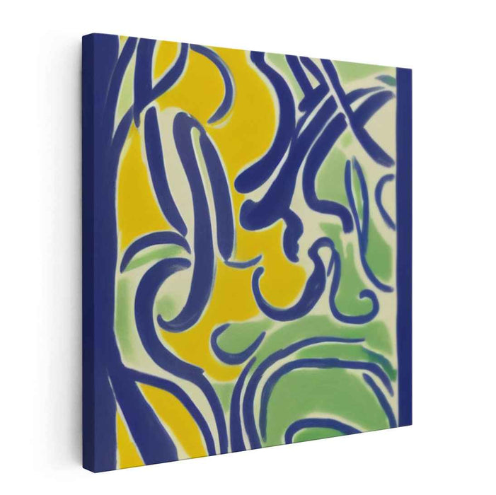 Whispers in the Sunlight: Abstract Expressionist Yellow and Blue Canvas Art Print