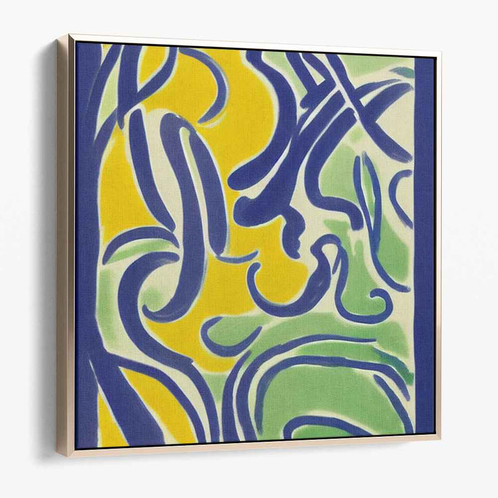 Whispers in the Sunlight: Abstract Expressionist Yellow and Blue Canvas Art Print