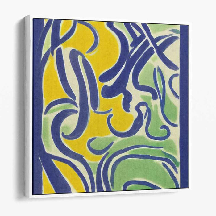 Whispers in the Sunlight: Abstract Expressionist Yellow and Blue Canvas Art Print