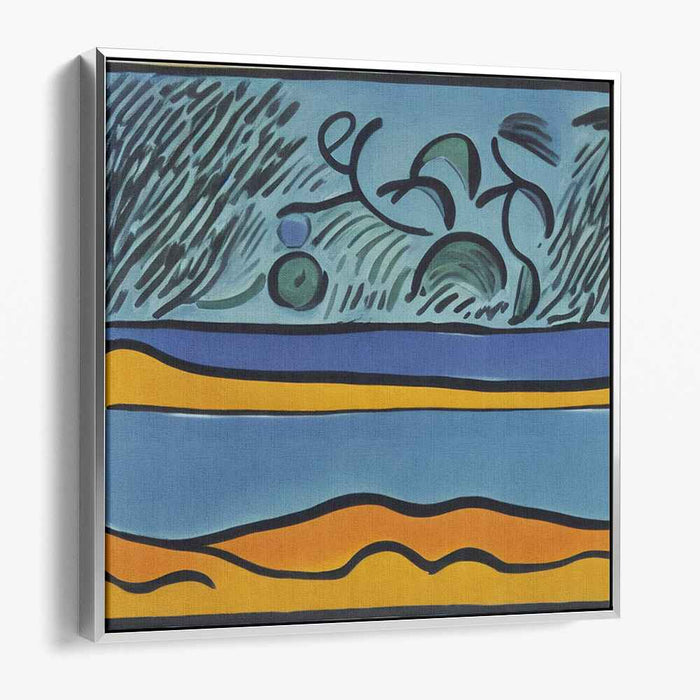 Aqua Emotion: Abstract Expressionist Ocean and Shoreline Canvas Art Print