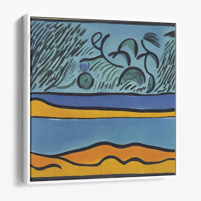 Aqua Emotion: Abstract Expressionist Ocean and Shoreline Canvas Art Print