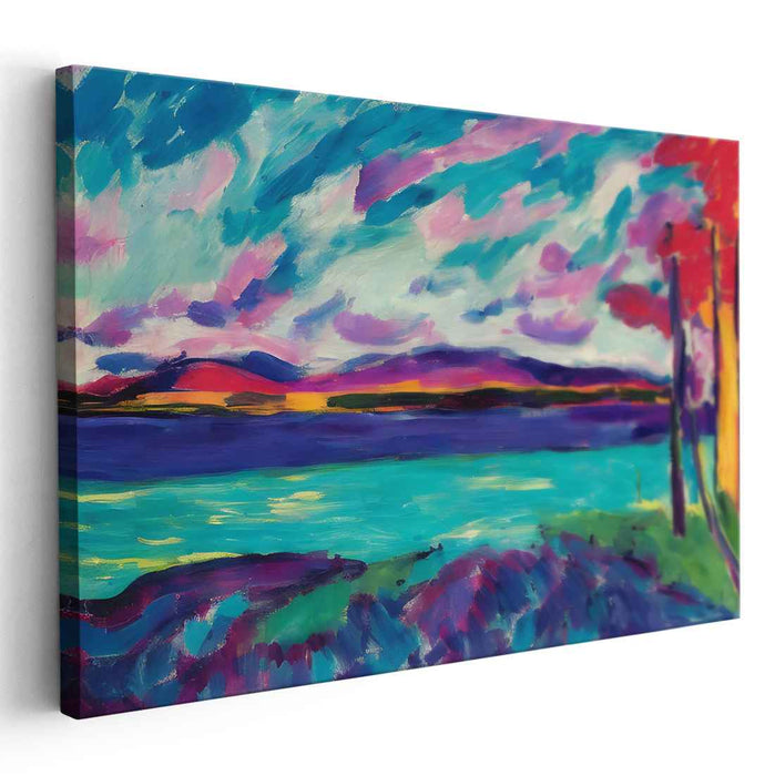 Psychedelic Horizon: Vivid Expressionist Landscape Canvas Art