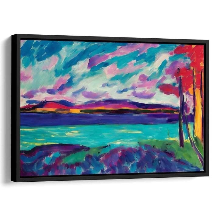 Psychedelic Horizon: Vivid Expressionist Landscape Canvas Art