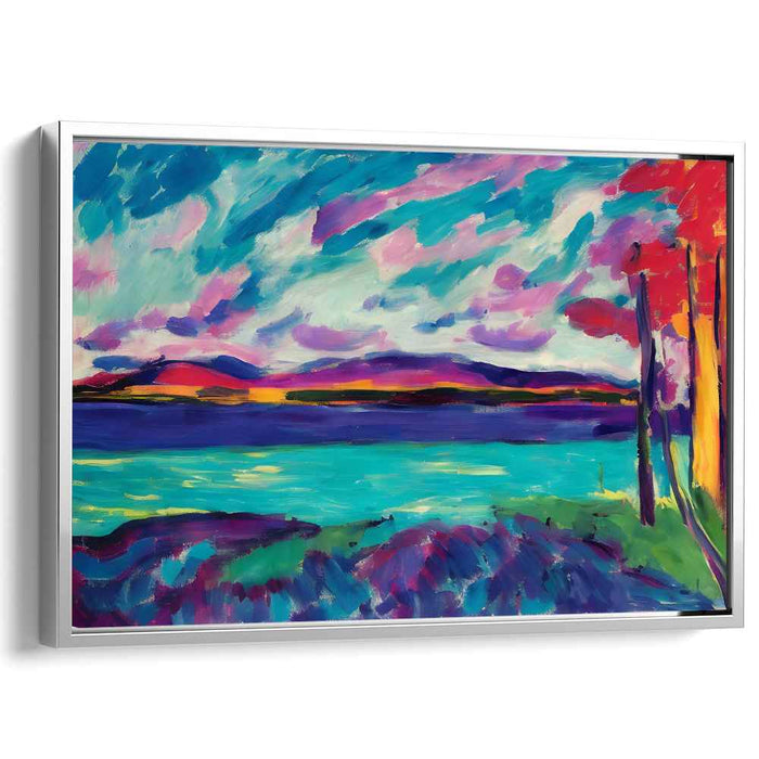 Psychedelic Horizon: Vivid Expressionist Landscape Canvas Art