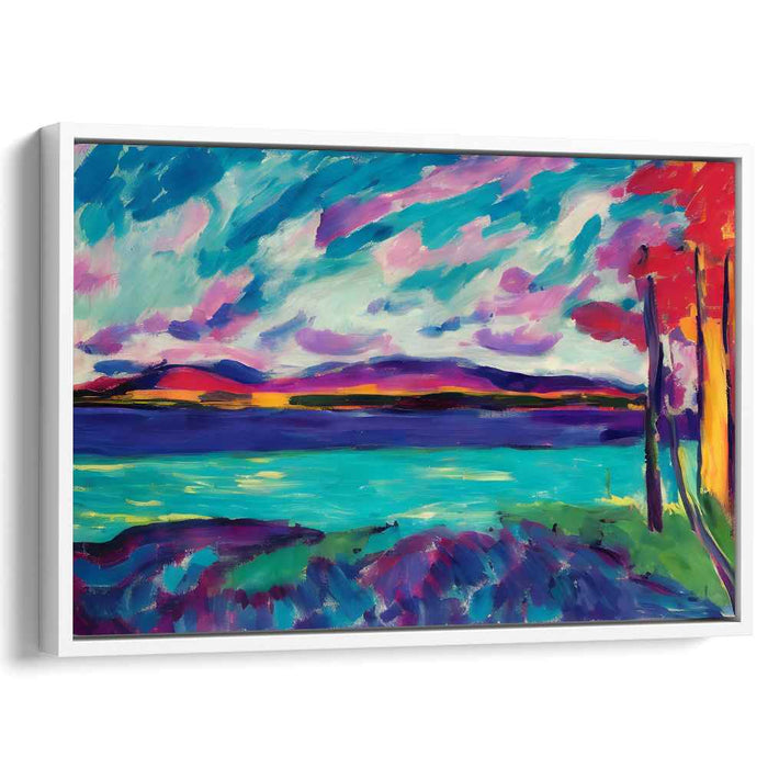 Psychedelic Horizon: Vivid Expressionist Landscape Canvas Art