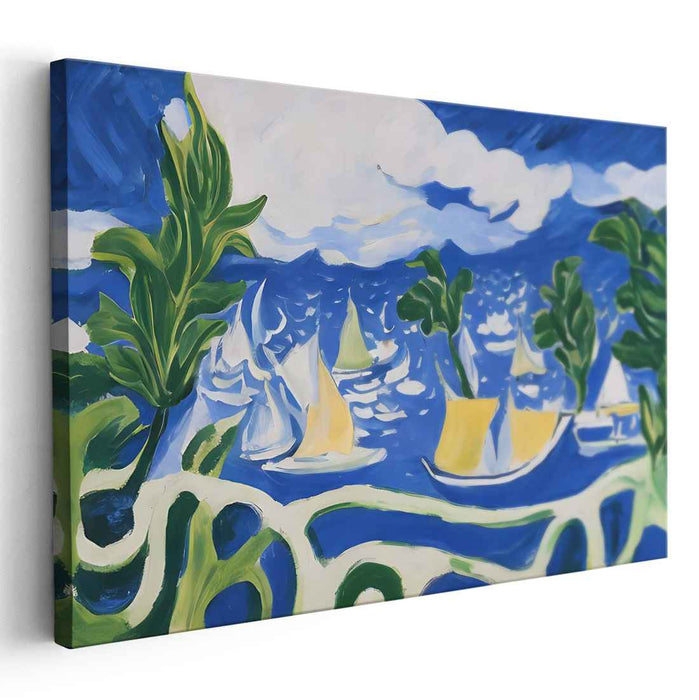 Azure Sails: Nautical Bliss in Fauvist Style Canvas Art