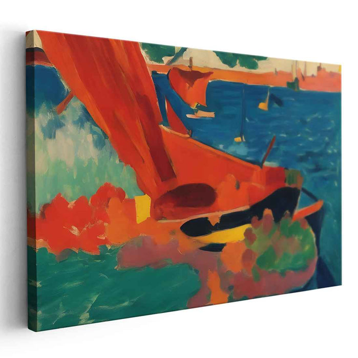 Sapphire Melodies in Motion: Vivid Expressionist Seascape Canvas Art Print
