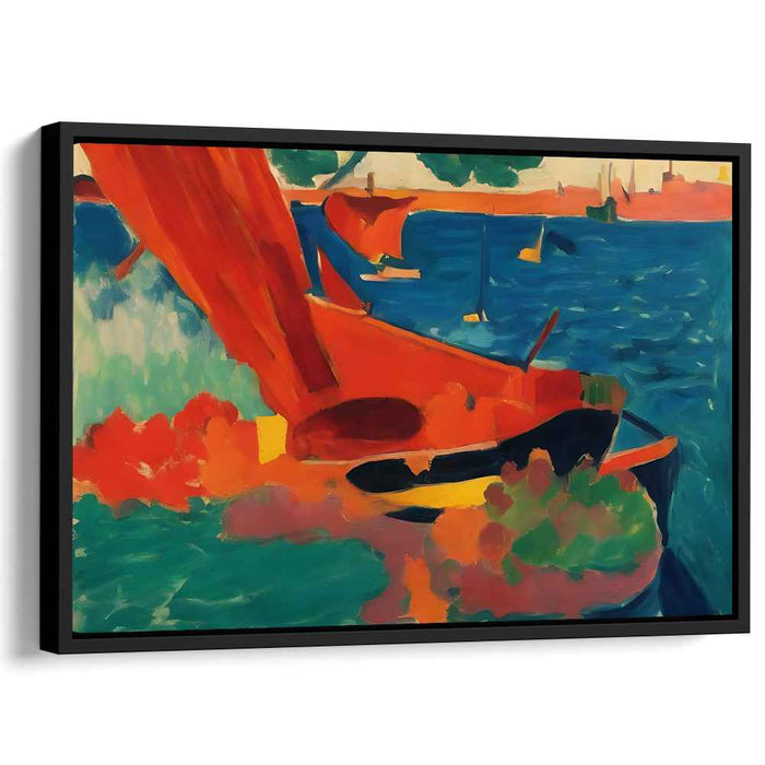 Sapphire Melodies in Motion: Vivid Expressionist Seascape Canvas Art Print