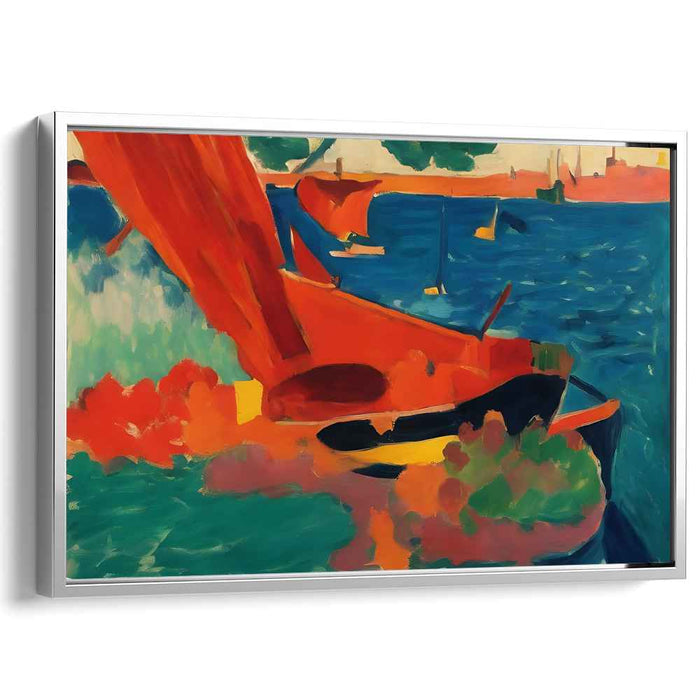Sapphire Melodies in Motion: Vivid Expressionist Seascape Canvas Art Print