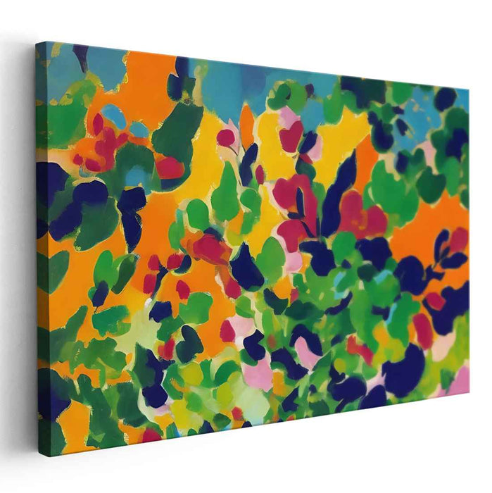 Radiant Garden: Abstract Expressionist Floral Explosion Canvas Art Print