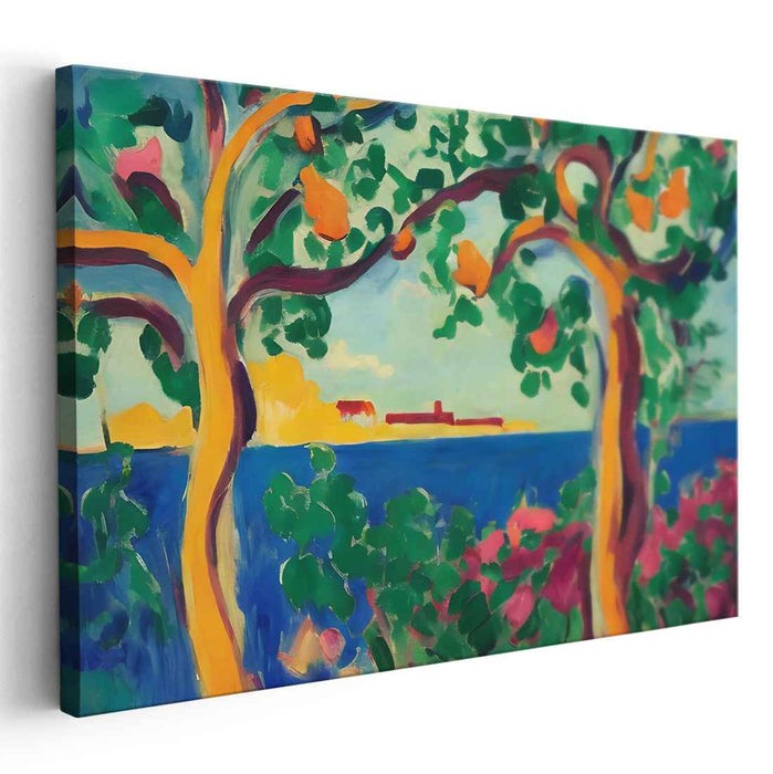 Wild Hues Dance Anew: Fauvist Inspired Vibrant Landscape Canvas Art Print