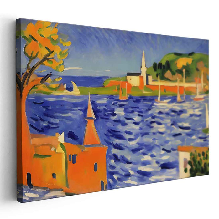 Azure Coastal Dreams: Vibrant Fauvist-Inspired Seascape Canvas Art