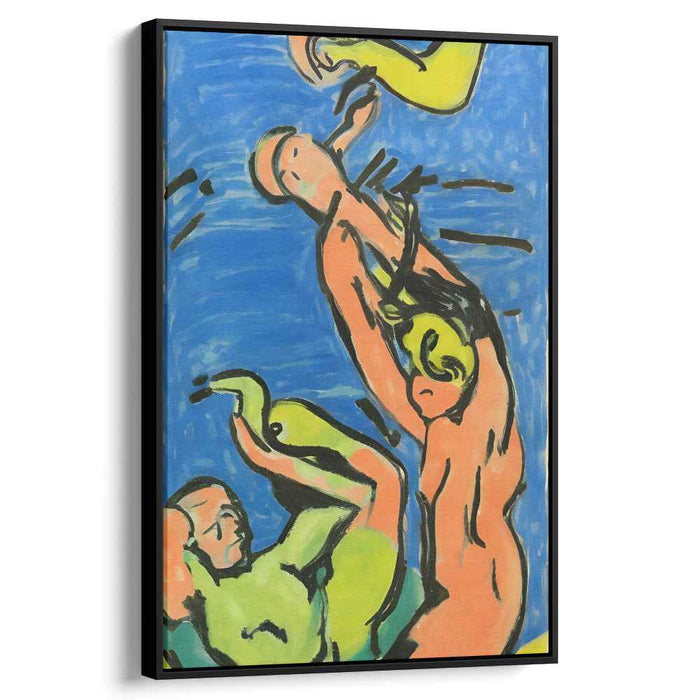 Dynamic Movements: Expressive Human Figures Against Vibrant Blue Canvas Art Print