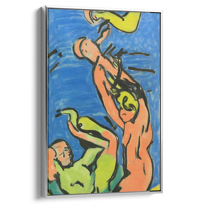 Dynamic Movements: Expressive Human Figures Against Vibrant Blue Canvas Art Print