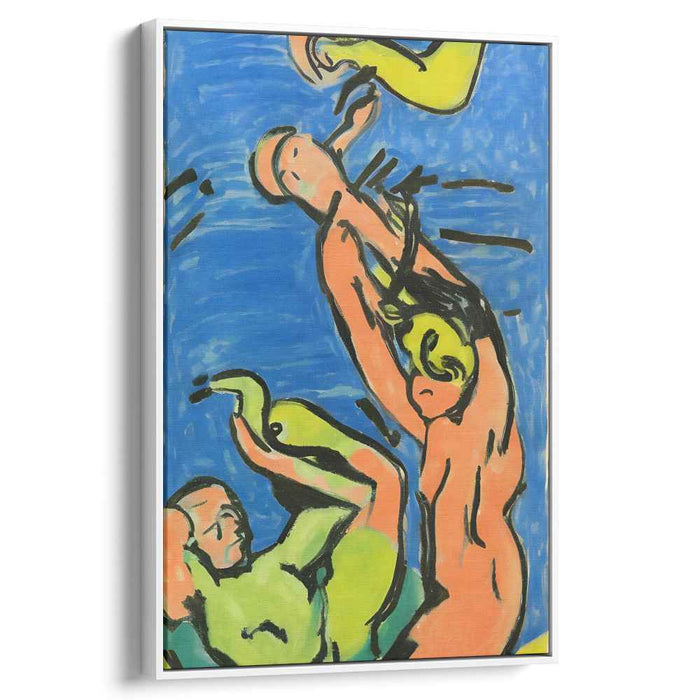 Dynamic Movements: Expressive Human Figures Against Vibrant Blue Canvas Art Print