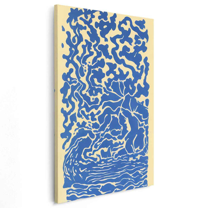 Whispering Waves of Serenity: Abstract Blue and Beige Canvas Art