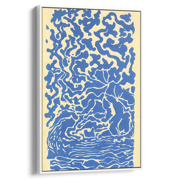Whispering Waves of Serenity: Abstract Blue and Beige Canvas Art