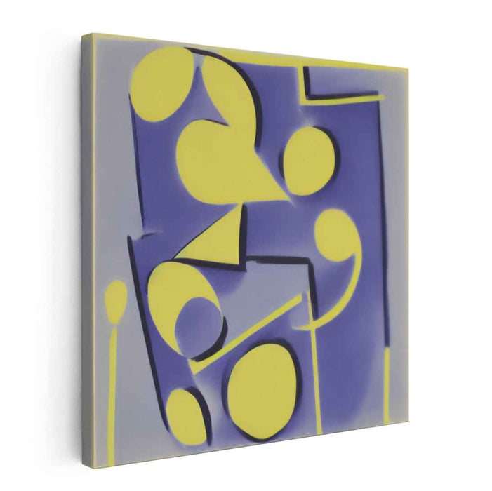 Sunrise Echoes in Corners: Abstract Yellow and Blue Geometric Canvas Art