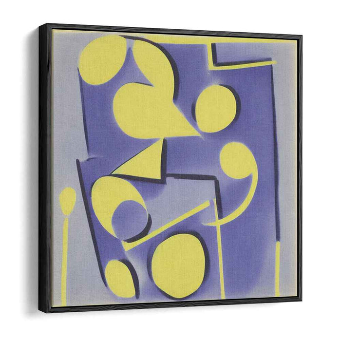 Sunrise Echoes in Corners: Abstract Yellow and Blue Geometric Canvas Art