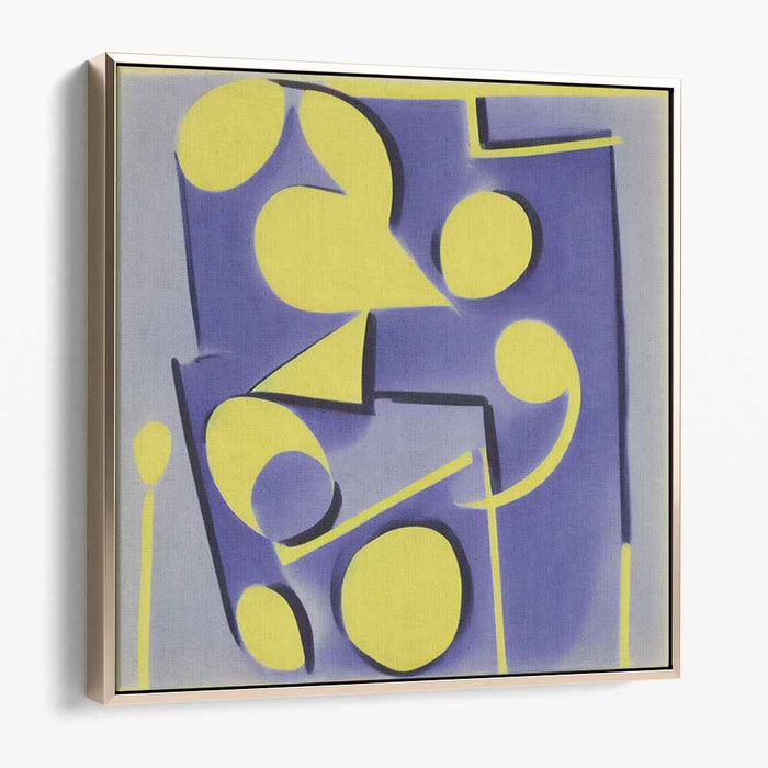 Sunrise Echoes in Corners: Abstract Yellow and Blue Geometric Canvas Art