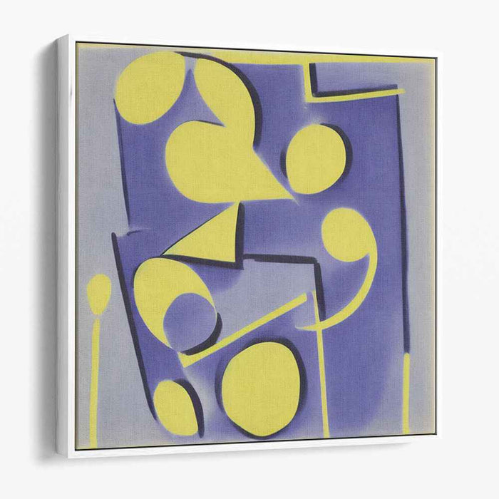 Sunrise Echoes in Corners: Abstract Yellow and Blue Geometric Canvas Art