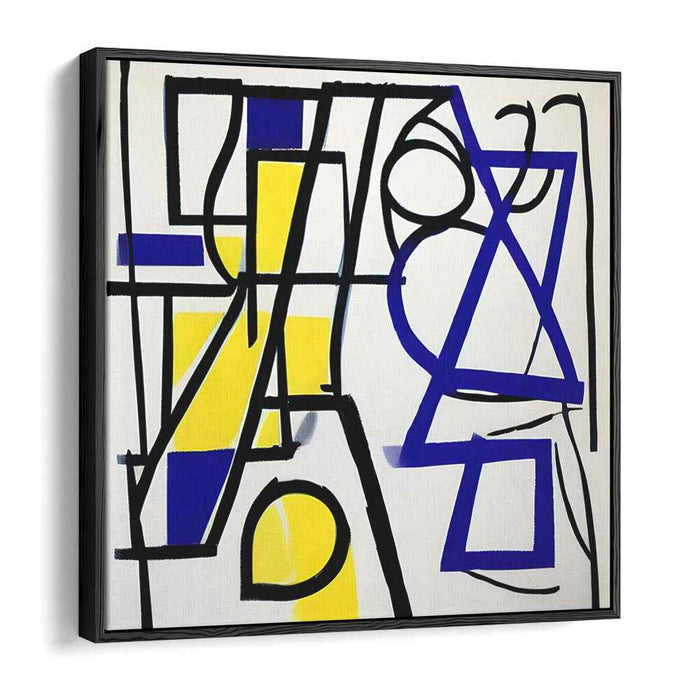 Vivid Chromatic Dance: Bold Blue and Yellow Abstract Canvas